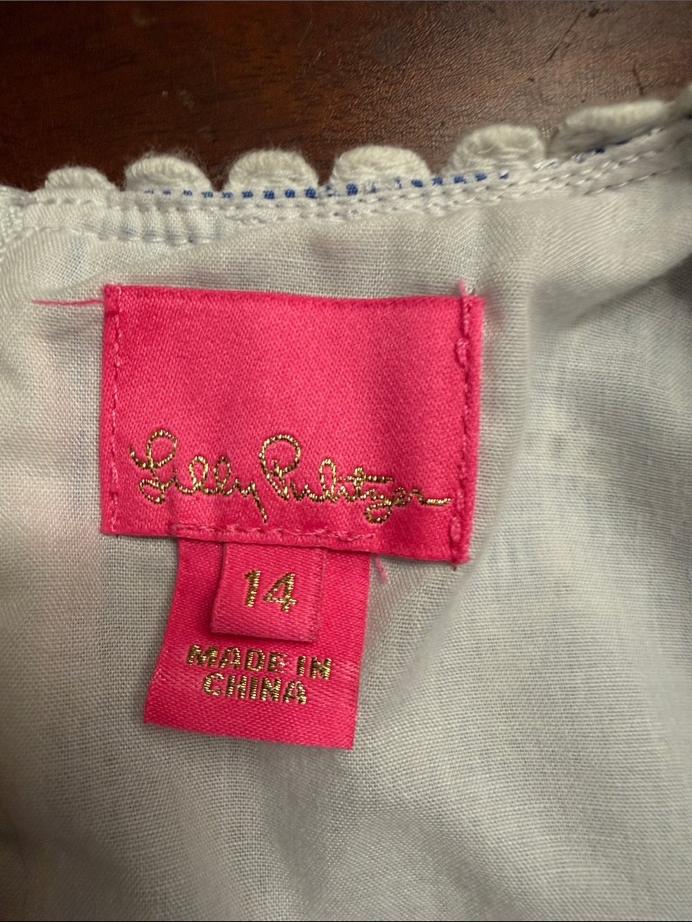 Lilly Pulitzer Girls 14 Blue White Eyelet Embroidered Fit Flare Dress - Picture 5 of 6